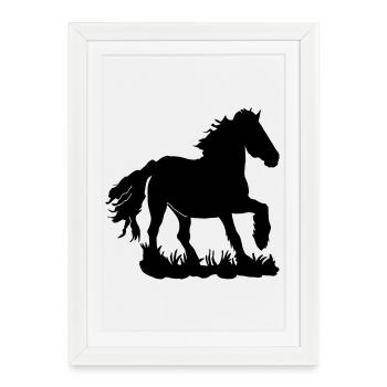 Des Frisons au galop - Affiche encadrée (27 × 37 cm) - blanc - Devant