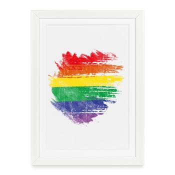 Rainbow Brush Heart - Framed poster (27 × 37 cm) - white - Front