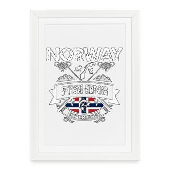 Norway Fishing Experience Angeln Norwegen - Framed poster (27 × 37 cm) - white - Front