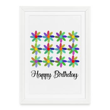 BIRTHDAY. HAPPY BIRTHDAY. HAPPY BIRTHDAY. - Framed poster (27 × 37 cm) - white - Front