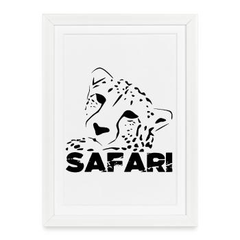 Safari et guépard - Affiche encadrée (27 × 37 cm) - blanc - Devant