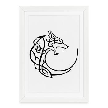 black lunar wolf - Framed poster (27 × 37 cm) - white - Front