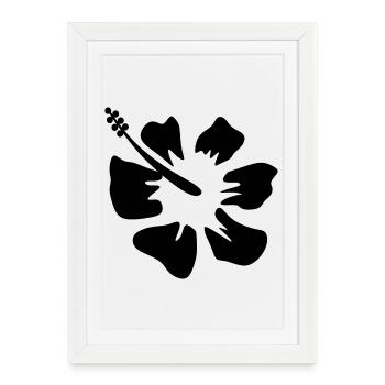 Flower Black Floral Black Blossom Blossom Hibiscus Black - Framed poster (27 × 37 cm) - white - Front