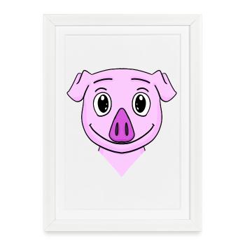Cochon - Affiche encadrée (27 × 37 cm) - blanc - Devant