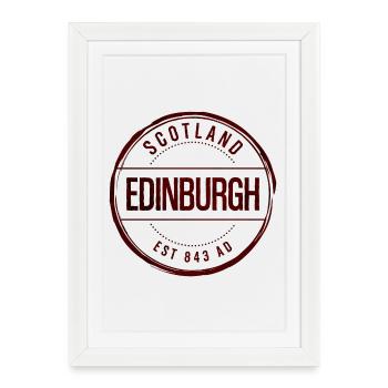 Timbre vintage d’Édimbourg - Affiche encadrée (27 × 37 cm) - blanc - Devant