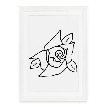 Fleur, Fleurs Noires, Fleur Noire, Fleur, Fleurs Roses - Affiche encadrée (27 × 37 cm) - blanc - Devant