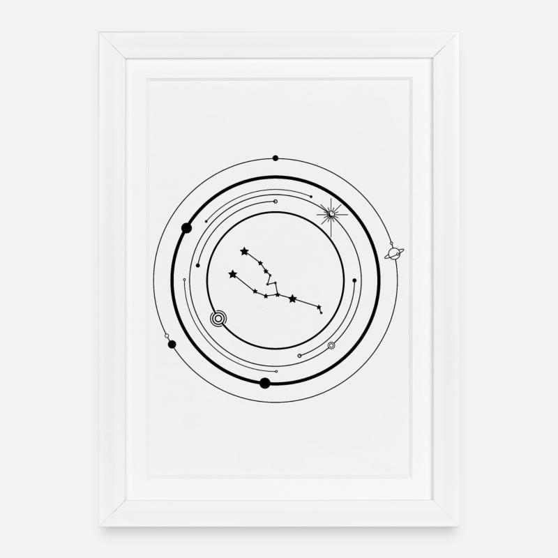 Mitternachts-Tinten-Starburst - Gerahmtes Poster (27 × 37 cm) - Weiß