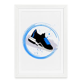 Sneaker Splash in a circle - Framed poster (27 × 37 cm) - white - Front