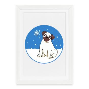 Carlin dans la neige - Affiche encadrée (27 × 37 cm) - blanc - Devant
