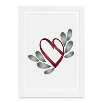 romantique symbole du cœur de la Saint-Valentin avec des feuilles - Affiche encadrée (27 × 37 cm) - blanc - Devant