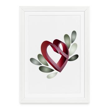 romantique symbole du cœur de la Saint-Valentin avec des feuilles - Affiche encadrée (27 × 37 cm) - blanc - Devant