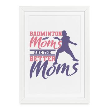 Drôle de mère de badminton - Affiche encadrée (27 × 37 cm) - blanc - Devant