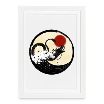 Dragon chinois - Affiche encadrée (27 × 37 cm) - blanc - Devant