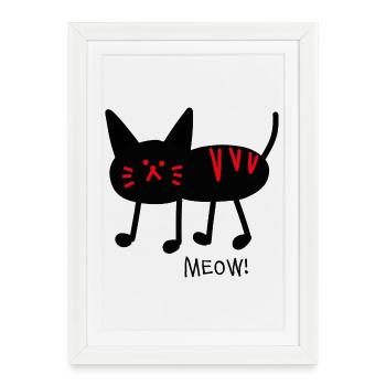 Meow! black - Framed poster (27 × 37 cm) - white - Front
