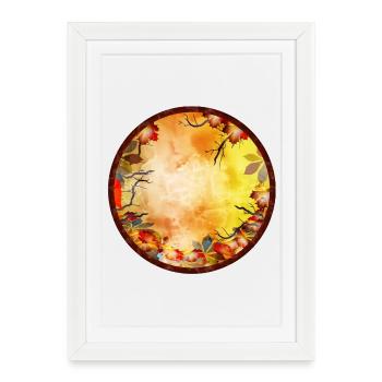 Cadre d’automne coloré et lumineux avec feuillage d’automne - Affiche encadrée (27 × 37 cm) - blanc - Devant