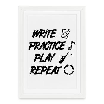 Writing, practicing, playing, repeating - Framed poster (27 × 37 cm) - white - Front