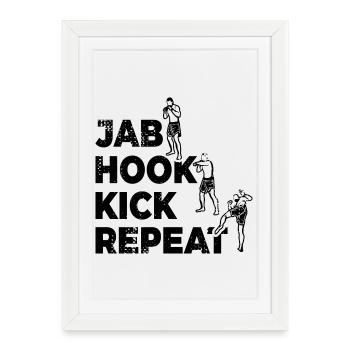 Routine de kickboxeur - Affiche encadrée (27 × 37 cm) - blanc - Devant