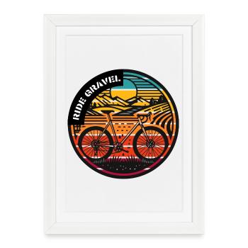 Retro Gravel Ride - Art cycliste vintage - Affiche encadrée (27 × 37 cm) - blanc - Devant