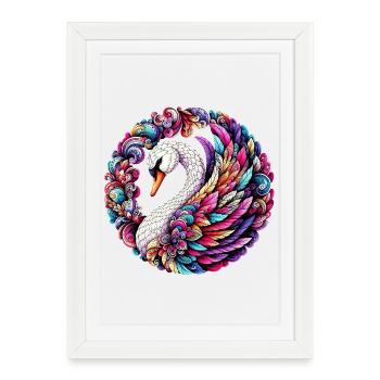 Swan decorated with Mandalas - Framed poster (27 × 37 cm) - white - Front