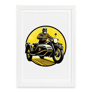 Sidecar driver in the sun - Framed poster (27 × 37 cm) - white - Front