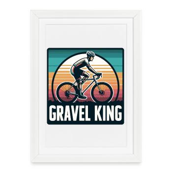 Gravel King Cyclisme Illustration - Affiche encadrée (27 × 37 cm) - blanc - Devant