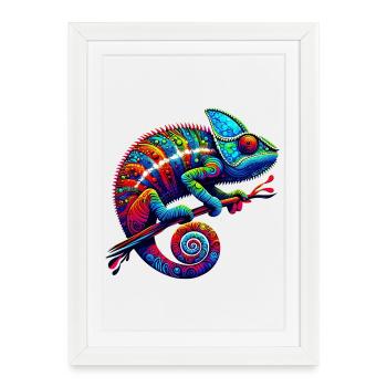 Caméléon - Affiche encadrée (27 × 37 cm) - blanc - Devant