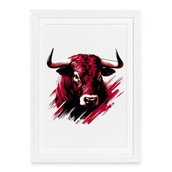 Taureau - Affiche encadrée (27 × 37 cm) - blanc - Devant
