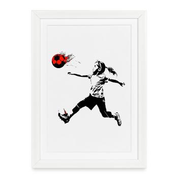 MädchenFussball - Gerahmtes Poster (27 × 37 cm) - Weiß - Vorne