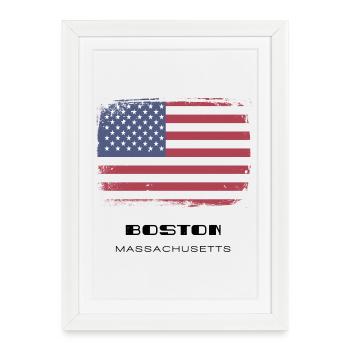 Boston, Massachusetts, États-Unis - Affiche encadrée (27 × 37 cm) - blanc - Devant