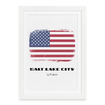 Salt Lake City, Utah, États-Unis - Affiche encadrée (27 × 37 cm) - blanc - Devant