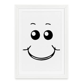 Visage souriant - Affiche encadrée (27 × 37 cm) - blanc - Devant