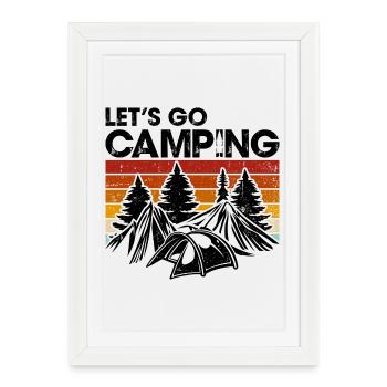Silhouette Pines à Sunset Stripes - Affiche encadrée (27 × 37 cm) - blanc - Devant