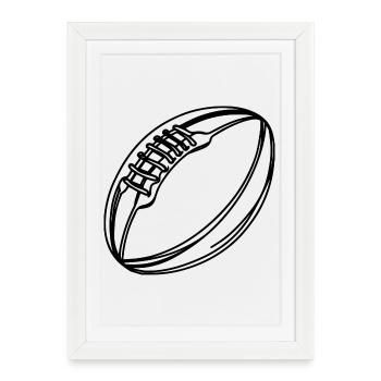 Ballon de rugby - Affiche encadrée (27 × 37 cm) - blanc - Devant