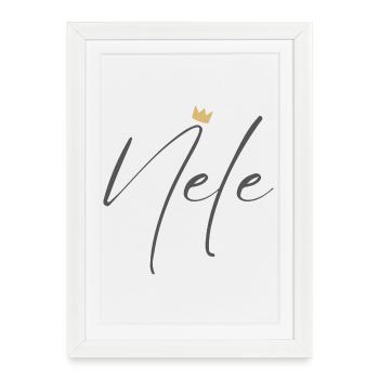 Chemise Princesse Nele – Nom avec la lettre N - Affiche encadrée (27 × 37 cm) - blanc - Devant
