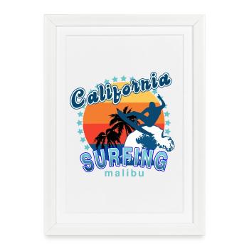 California surfing in Malibu. - Framed poster (27 × 37 cm) - white - Front