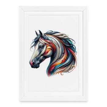 Cheval - Affiche encadrée (27 × 37 cm) - blanc - Devant