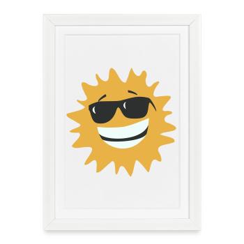 Sunburst Sourire avec des lunettes de soleil - Affiche encadrée (27 × 37 cm) - blanc - Devant