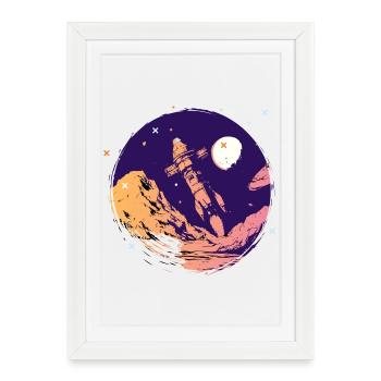 fusée espace école de l’espace début Allez nerd de l’espace - Affiche encadrée (27 × 37 cm) - blanc - Devant
