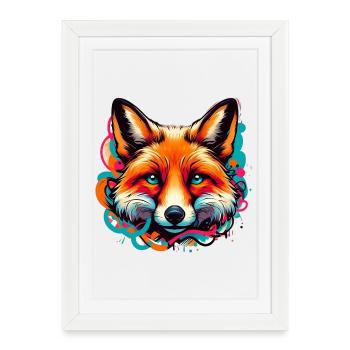 Fox - Framed poster (27 × 37 cm) - white - Front