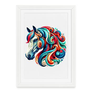 Cheval - Affiche encadrée (27 × 37 cm) - blanc - Devant
