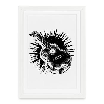 Dessin de ukulélé - Affiche encadrée (27 × 37 cm) - blanc - Devant