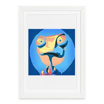 Pop Art Chameleon in Neon Colors - Framed poster (27 × 37 cm) - white - Front