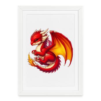 Dragon - Affiche encadrée (27 × 37 cm) - blanc - Devant