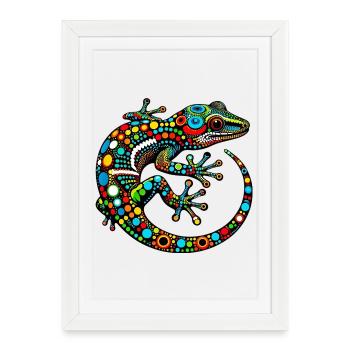 Gecko - Affiche encadrée (27 × 37 cm) - blanc - Devant