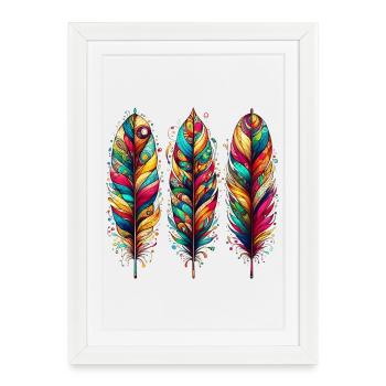 Feathers - Framed poster (27 × 37 cm) - white - Front
