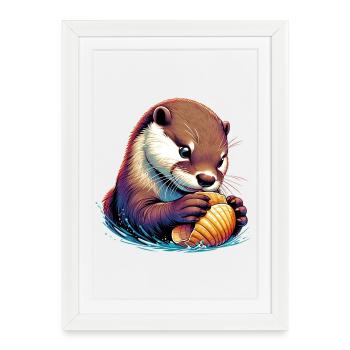 Loutre - Affiche encadrée (27 × 37 cm) - blanc - Devant