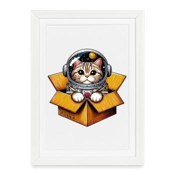 Astronaut Cat - Framed poster (27 × 37 cm) - white - Front