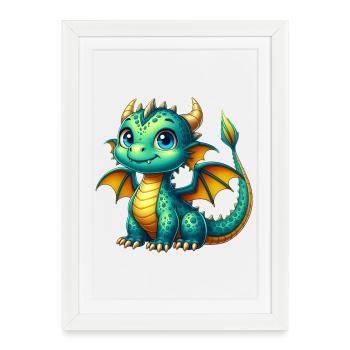 Dragon - Framed poster (27 × 37 cm) - white - Front