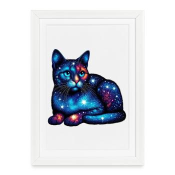 Chat - Affiche encadrée (27 × 37 cm) - blanc - Devant
