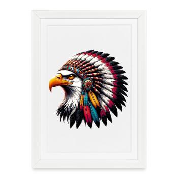 Aigle amérindien Peaux rouges américaines - Affiche encadrée (27 × 37 cm) - blanc - Devant